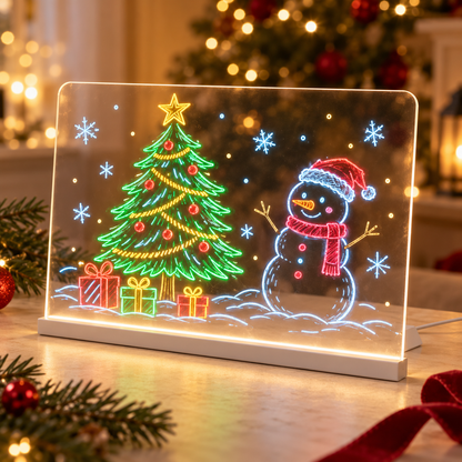 🎄🎁 Christmas Gift for Kids 🎅✨ | LED Writing Drawing Board for Kids 🌈🖍️ | Reusable Light-Up Surface for Creative Notes, Art and Learning 🎨💖