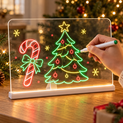 🎄🎁 Christmas Gift for Kids 🎅✨ | LED Writing Drawing Board for Kids 🌈🖍️ | Reusable Light-Up Surface for Creative Notes, Art and Learning 🎨💖